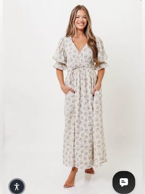 The Ari 100% Cotton Maxi Dress in Blue/Brown - Maternity and Nursing Friendly